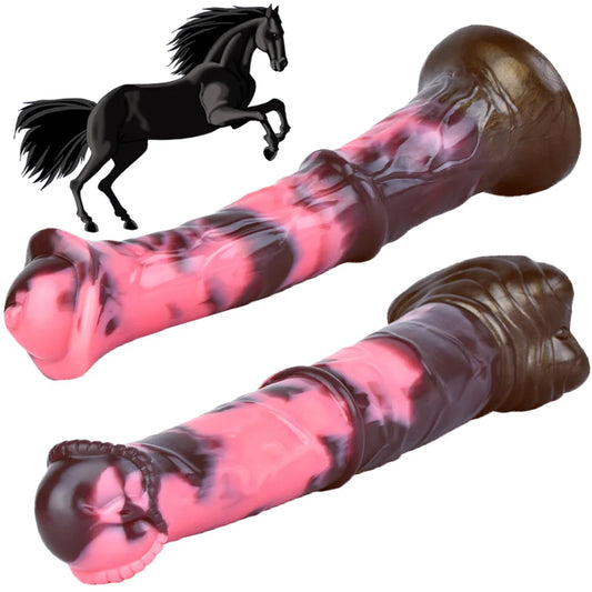 FAAK Horse Dildo Realistic Penis Cock Female Masturbator Giant Animal Dildo Suction Cup Anal Plug Sex Toys for Women Adults 18