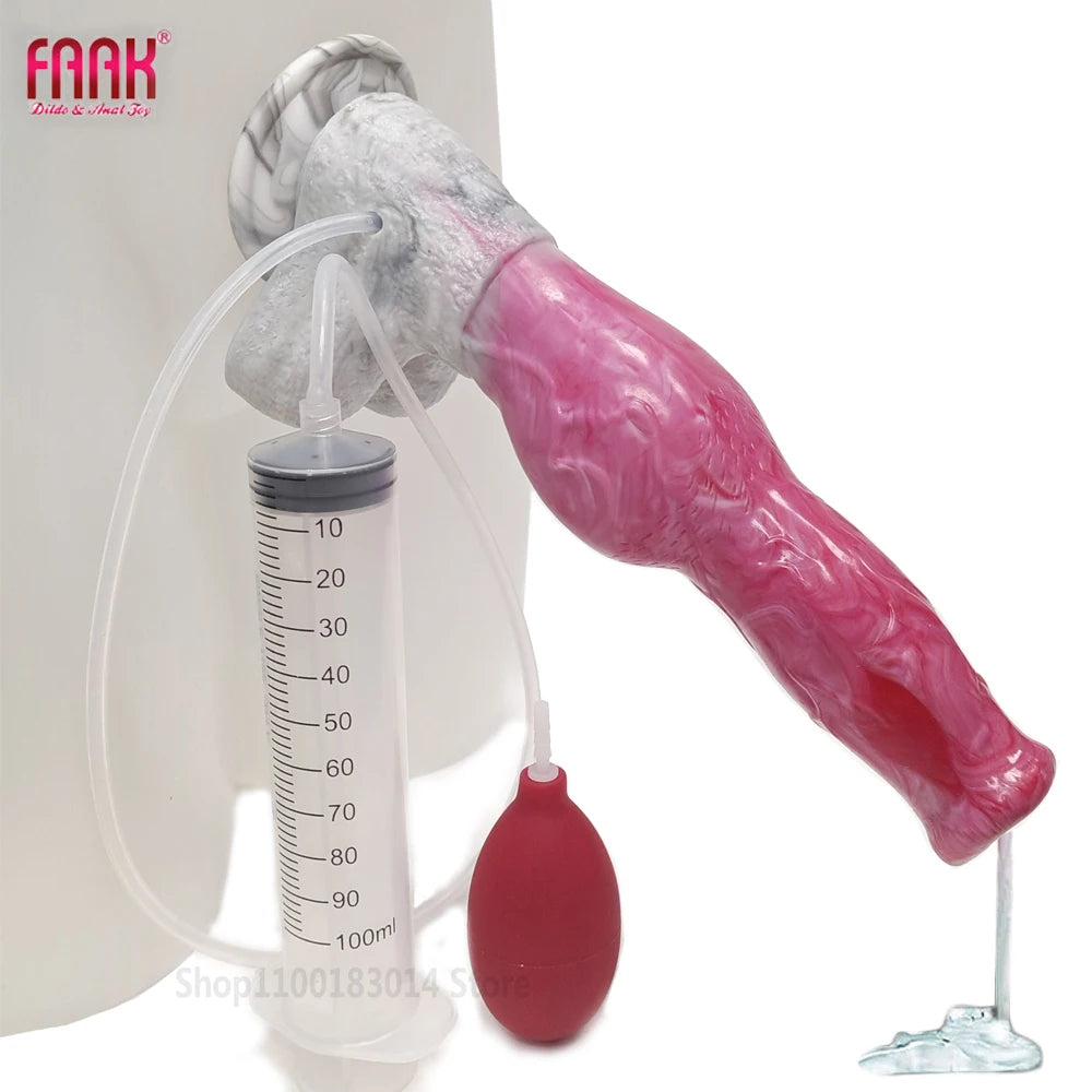 FAAK Huge Dildo Squirt Feature Dildo For Men Anal Sexy Toys For Woman Masturbate Silicone Animal Ejaculation Big Penis Anal Toys