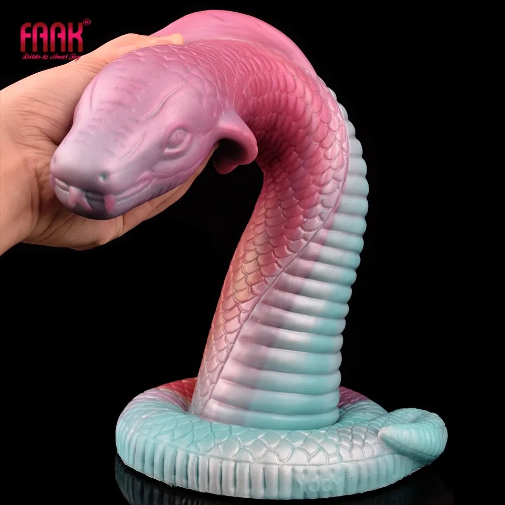 FAAK Huge Long Dildo lifelike Cobra Shape Giant Fantasy Snake Penis Scales Big Dong Texture Soft Silicone Sex Toys For Women Men