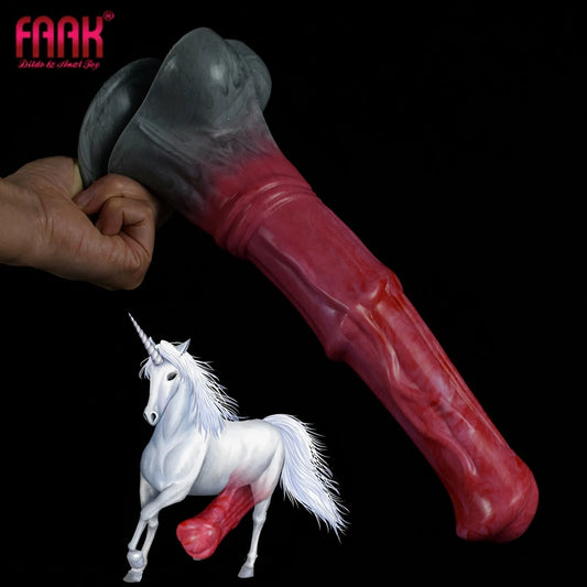FAAK New 12.2" Gory color Horse Dildo Big Anal Plug Animal penis silicone long Butt plug Sex Toys For Women Lesbian Products