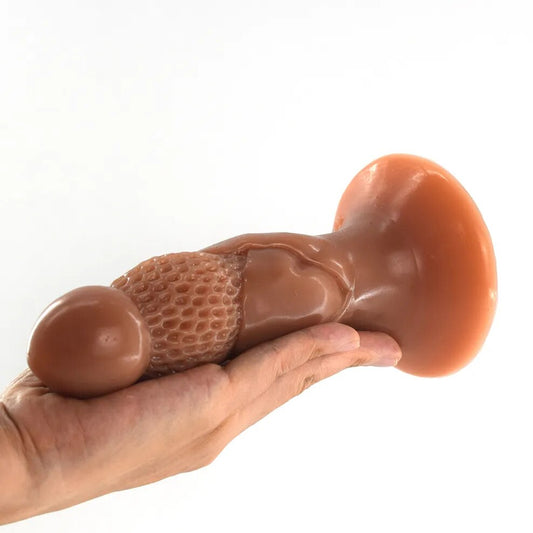 FAAK New Large Butt Plug Anal Dildo With Suction Cup Mushroom Shape Sex Toys For Woman  Skin Color Honeycomb Surface Stimulate