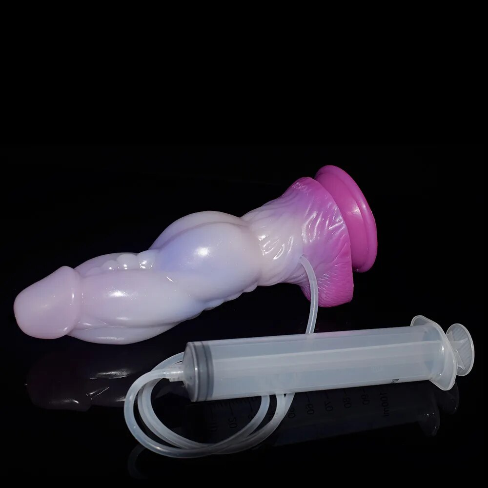 FAAK New Thick Knot Squirting Dildo With Suction Cup Silicone Ejaculate Penis Syringe Anal Massage Sex Toys For Women Masturbate