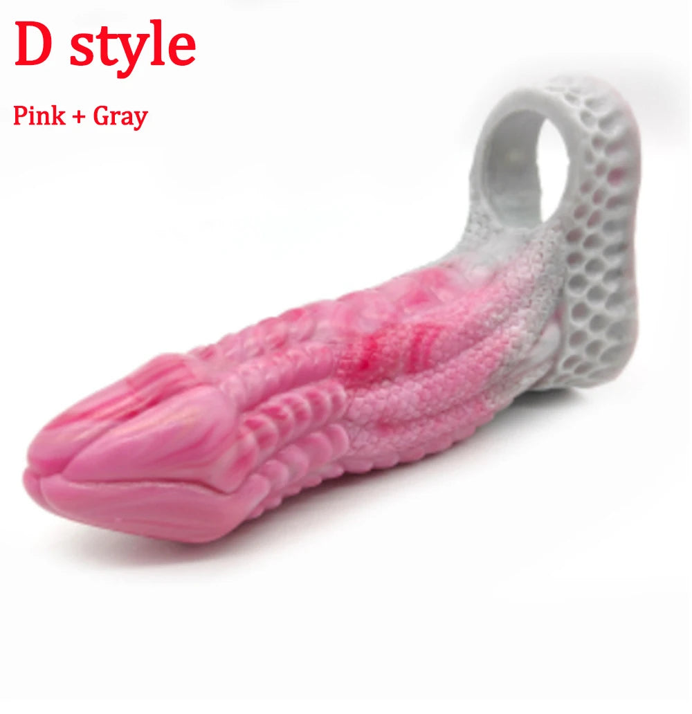 FAAK Penis Sex Toys For Men Silicone Penis Sleeve Simulated Dog Penis Condom Dildo Extender Cock Enlargement Erotic Products