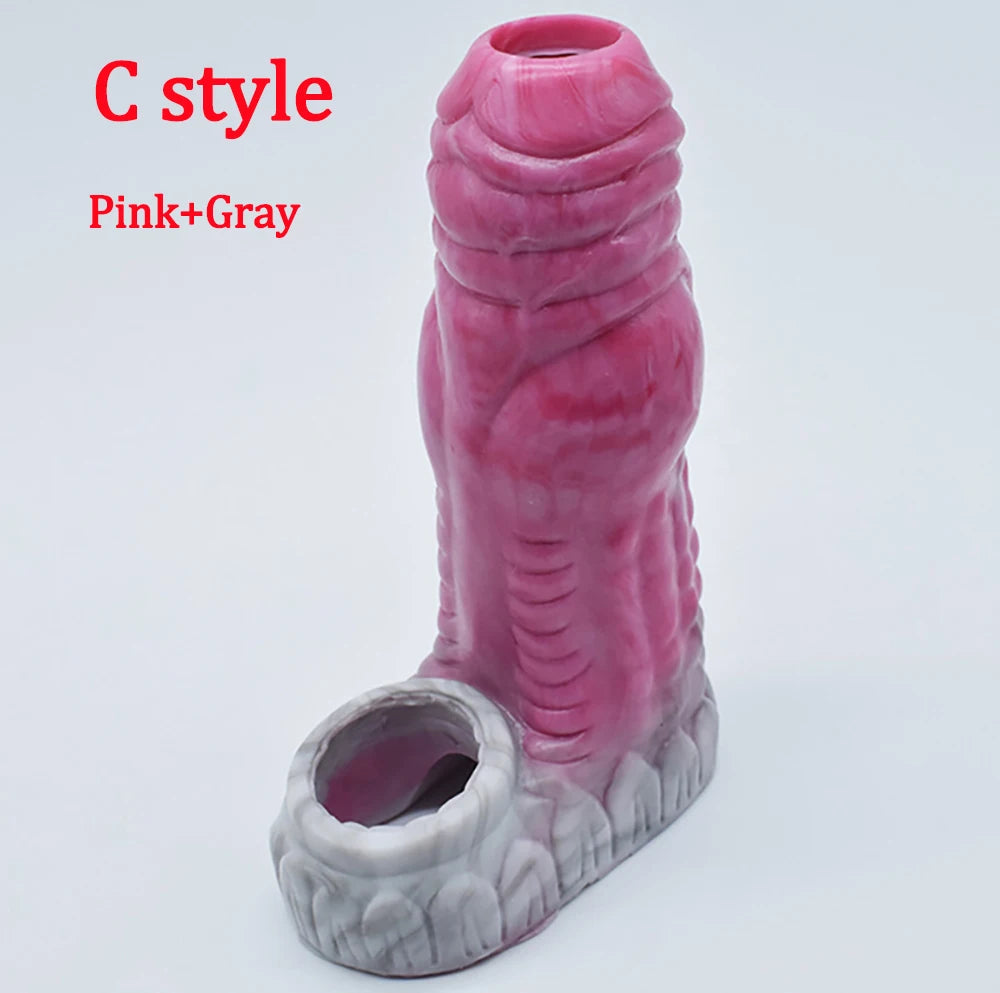 FAAK Penis Sex Toys For Men Silicone Penis Sleeve Simulated Dog Penis Condom Dildo Extender Cock Enlargement Erotic Products