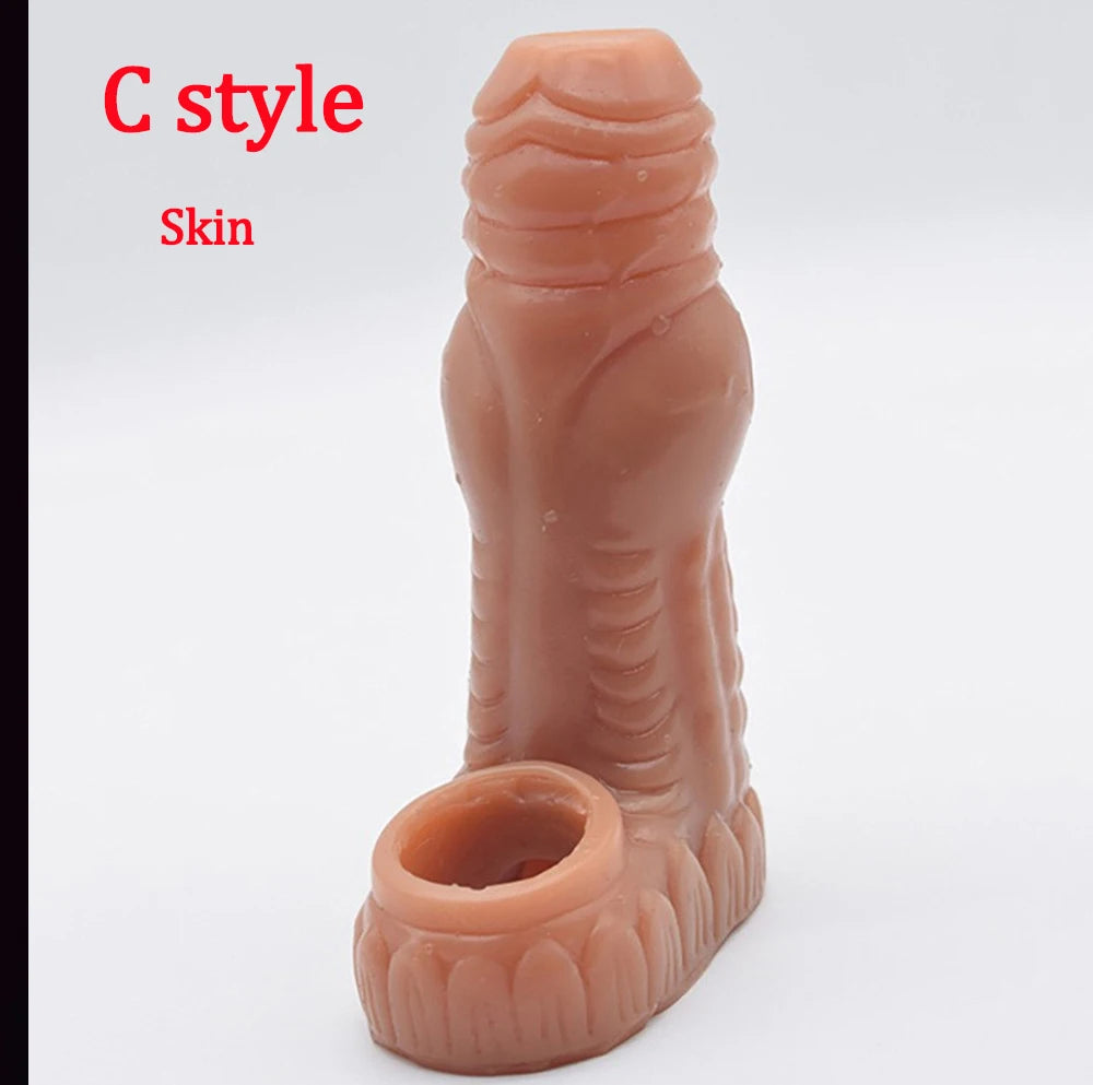 FAAK Penis Sex Toys For Men Silicone Penis Sleeve Simulated Dog Penis Condom Dildo Extender Cock Enlargement Erotic Products