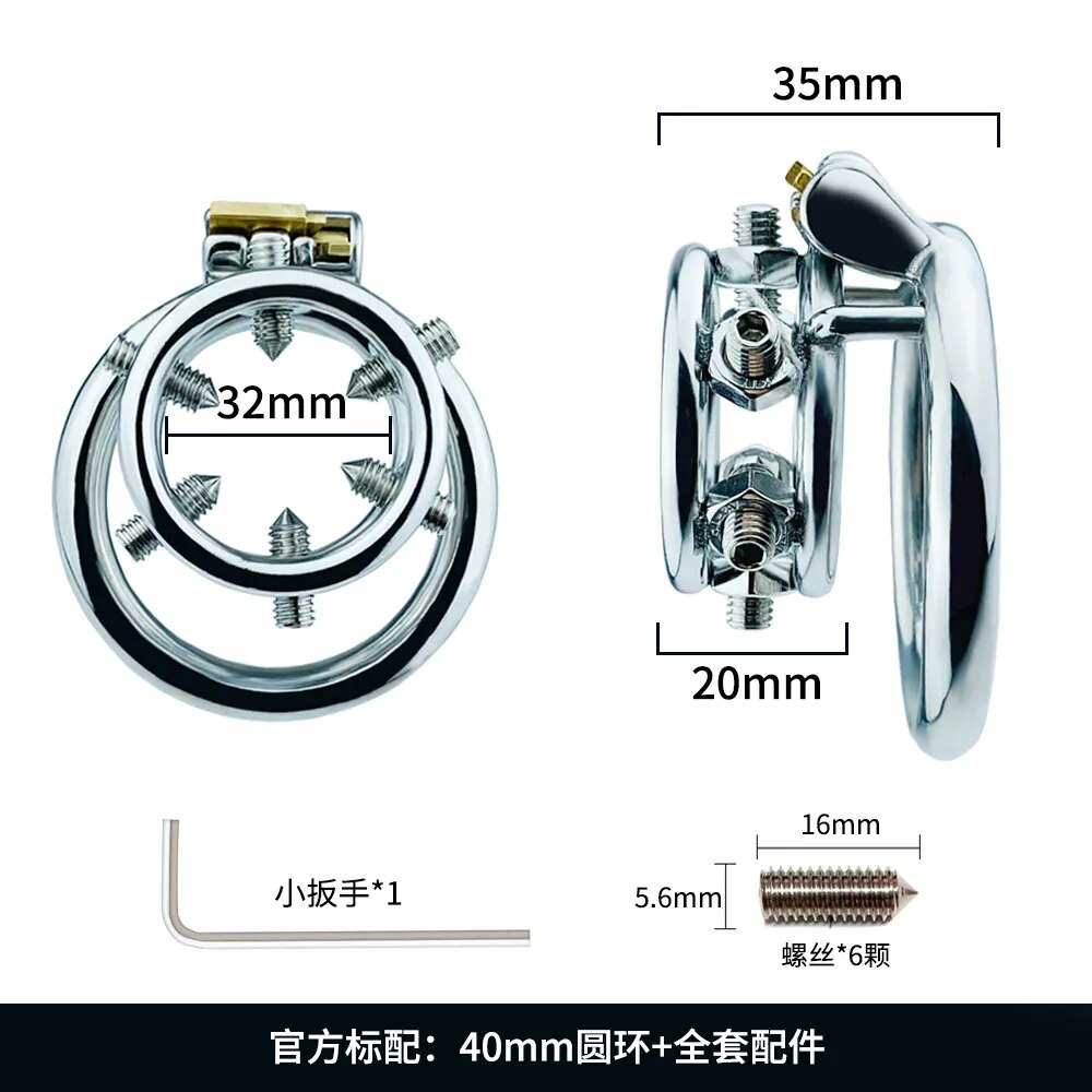 Screw Penis Sleeve Ring Spiked Chastity Device