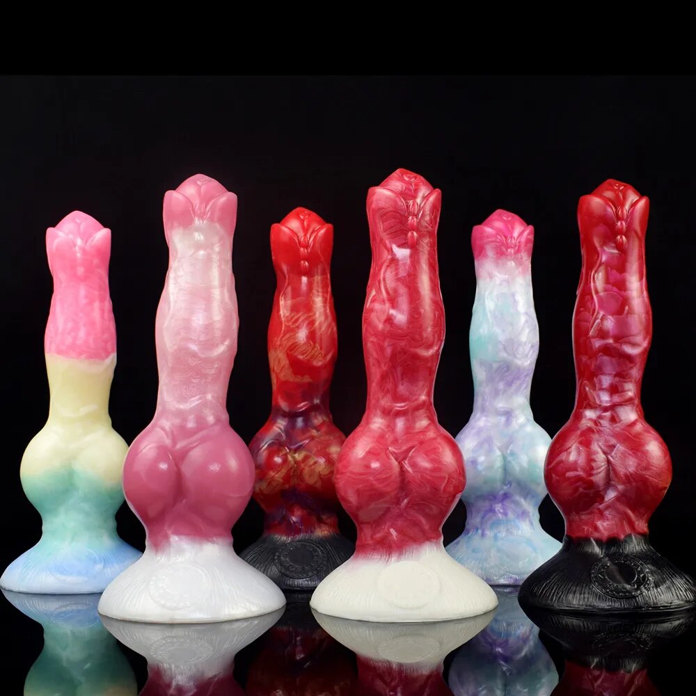 Silicone Fantasy Dog Knot Dildo With Sucker