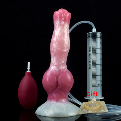 FAAK Soft Silicone Squirting Dog Dildo Sexy Toys Big Cock With Syringe Dildo for Women Anal Plug for Men Women Vagina Massager