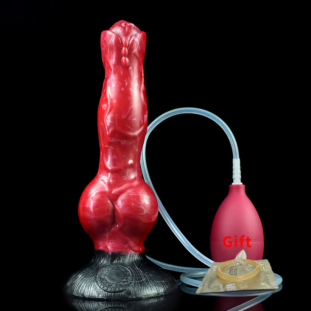 FAAK Soft Silicone Squirting Dog Dildo Sexy Toys Big Cock With Syringe Dildo for Women Anal Plug for Men Women Vagina Massager