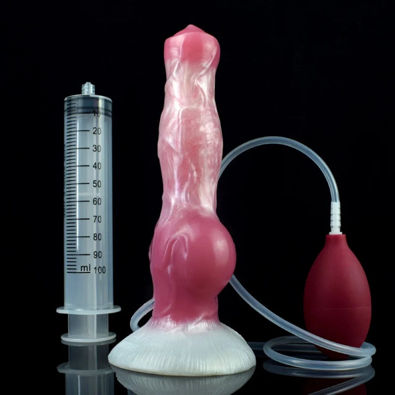 FAAK Soft Silicone Squirting Dog Dildo Sexy Toys Big Cock With Syringe Dildo for Women Anal Plug for Men Women Vagina Massager