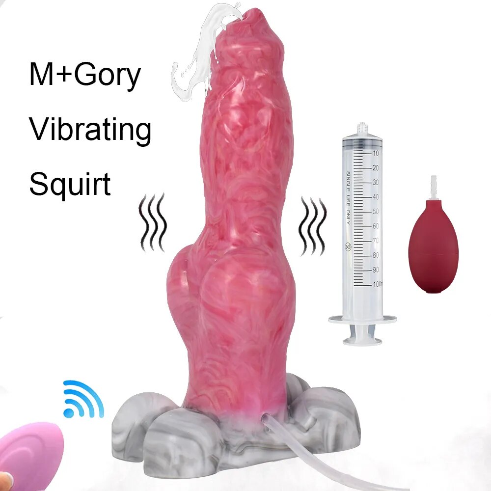 FAAK Wireless Control Vibrator Silicone Dog Knot Squirting Penis With –  GXLOCK Store