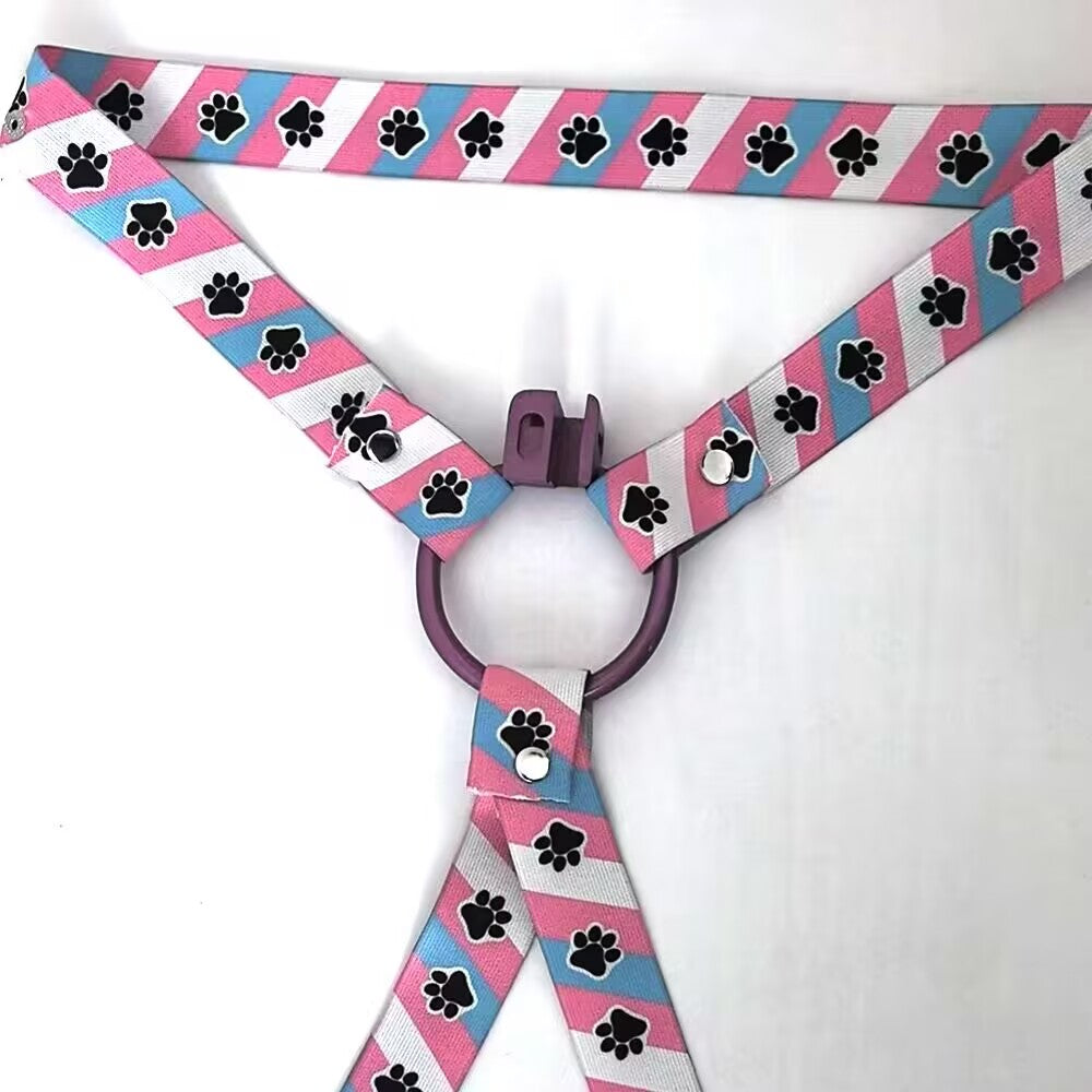 Puppy dog paw Chastity Cage Anti-off Device Elastic Band Adjustable Auxiliary Belt