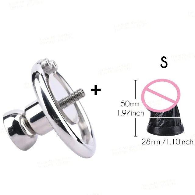 FRRK Inverted Urethral Chastity Cage Device with Small Penis Dildo Head for Couple BDSM Play Sissy Penis Rings Intimate Products