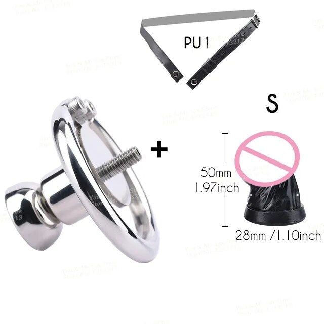 FRRK Inverted Urethral Chastity Cage Device with Small Penis Dildo Head for Couple BDSM Play Sissy Penis Rings Intimate Products