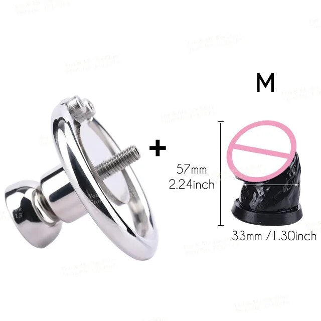 FRRK Inverted Urethral Chastity Cage Device with Small Penis Dildo Head for Couple BDSM Play Sissy Penis Rings Intimate Products