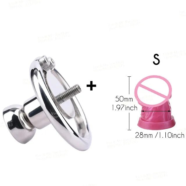 FRRK Inverted Urethral Chastity Cage Device with Small Penis Dildo Head for Couple BDSM Play Sissy Penis Rings Intimate Products