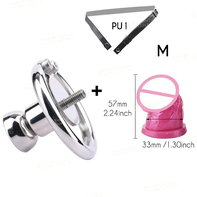 FRRK Inverted Urethral Chastity Cage Device with Small Penis Dildo Head for Couple BDSM Play Sissy Penis Rings Intimate Products