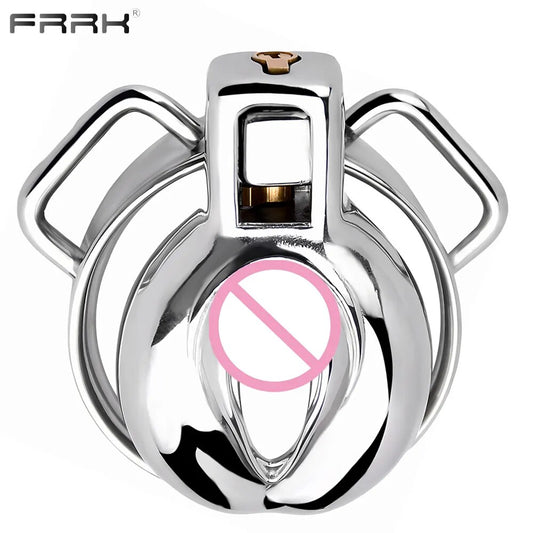 FRRK Metal Clitoris Design Chastity Cage Pussy Shape Cock Lock Bondage Belt Penis Rings Female Sex Toys Adult Goods 정조대 콕링