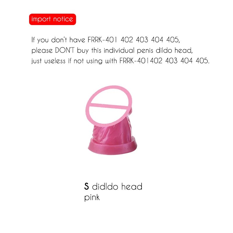 FRRK Silicone Dildo Head for FRRK 401 402 403 404 405 Inverted Urethral Metal Chastity Cage Deivce Only Sissy Pink Skin Black Pe