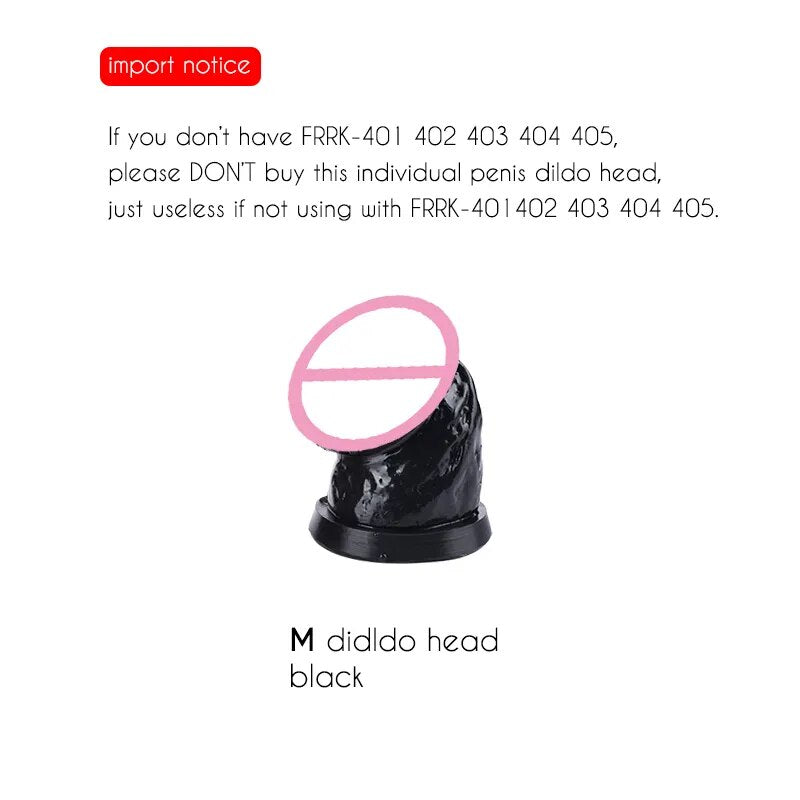 FRRK Silicone Dildo Head for FRRK 401 402 403 404 405 Inverted Urethral Metal Chastity Cage Deivce Only Sissy Pink Skin Black Pe