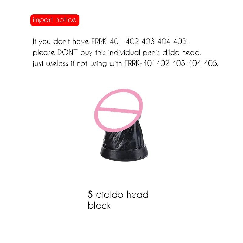 FRRK Silicone Dildo Head for FRRK 401 402 403 404 405 Inverted Urethral Metal Chastity Cage Deivce Only Sissy Pink Skin Black Pe