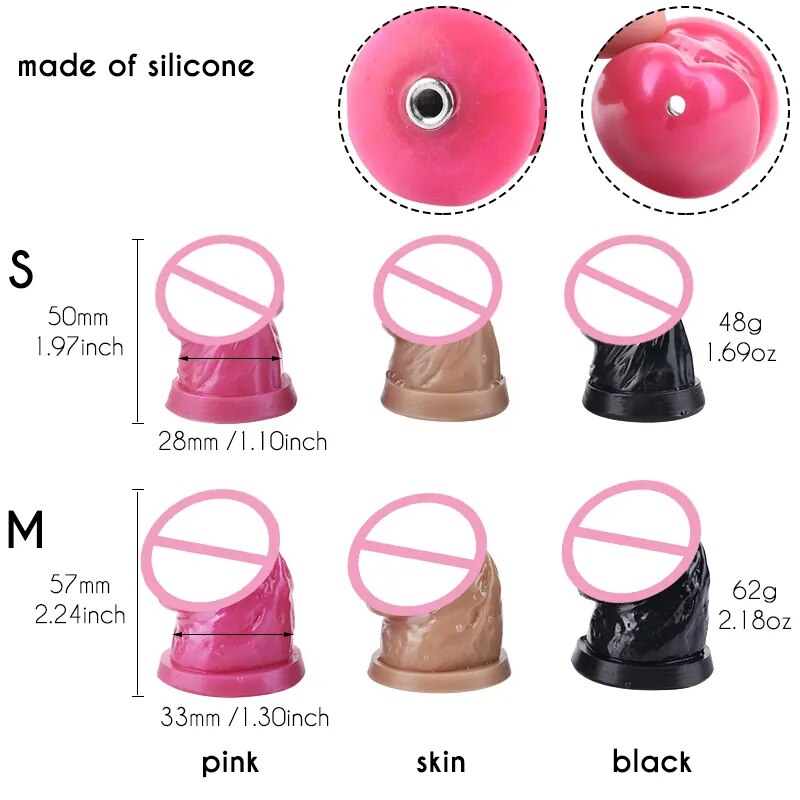 FRRK Silicone Dildo Head for FRRK 401 402 403 404 405 Inverted Urethral Metal Chastity Cage Deivce Only Sissy Pink Skin Black Pe