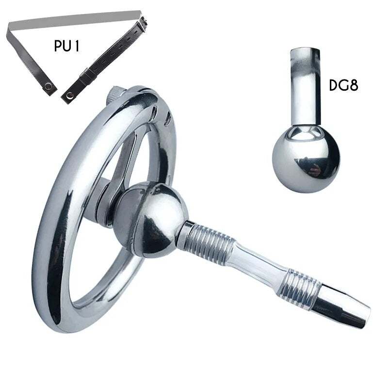 FRRK Small Negative Male Chastity Cage with Detachable Urethral Plug Stainless Steel Cock Lock Femboy Sex Toys Sissy Products