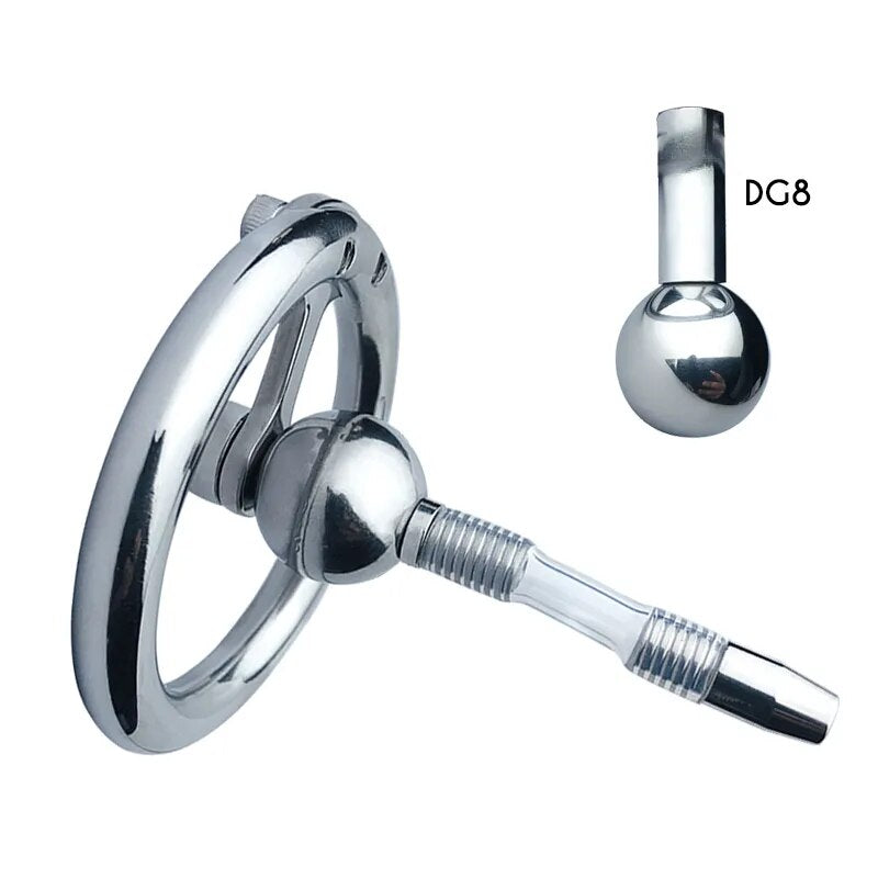 FRRK Small Negative Male Chastity Cage with Detachable Urethral Plug Stainless Steel Cock Lock Femboy Sex Toys Sissy Products