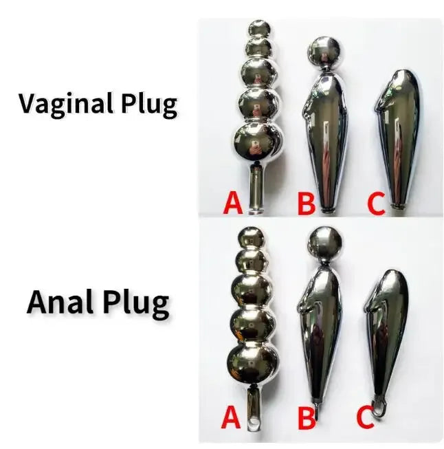 Female Chastity Belt Stainless Steel T Type Chastity Device Lockable Underwear with Anal Beads Bdsm  Sex Toys for Women