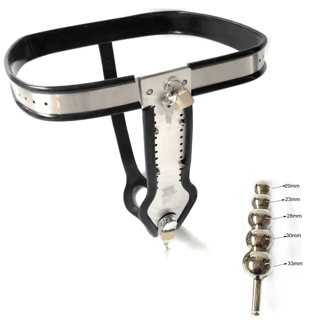 Female Stainless Steel Chastity Belt with Lock Metal Bondage Underwear Poop Hole 4/5 Beads Anal Plug Adult Sex Toys for Women