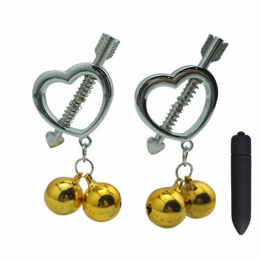 Female Stainless Steel Nipple Clamp bell ring metal Nipple clips breast Bondage Restraint Fetish sex toy for woman