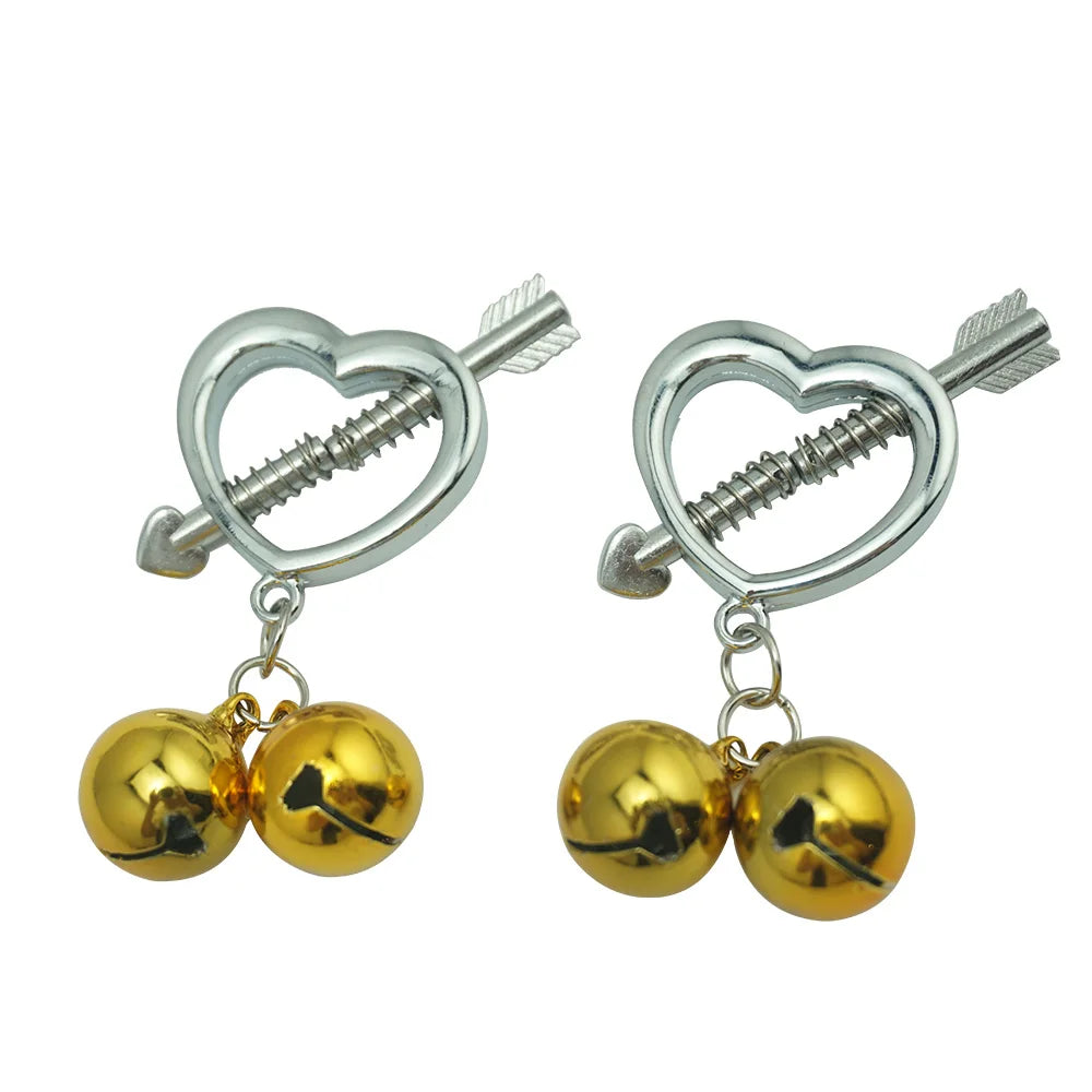 Female Stainless Steel Nipple Clamp bell ring metal Nipple clips breast Bondage Restraint Fetish sex toy for woman