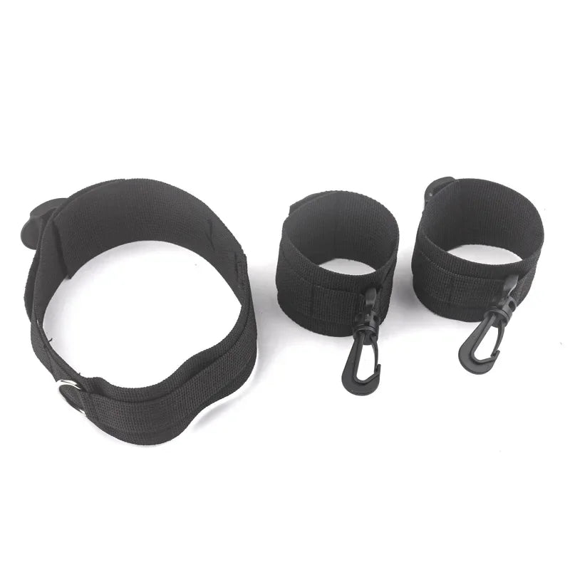 Fetish Neck Collar to Hand Restraint Wrist cuffs Slave 3 RING LEASH Harness Bondage Adult fetish Sex Game Toys for women Couples