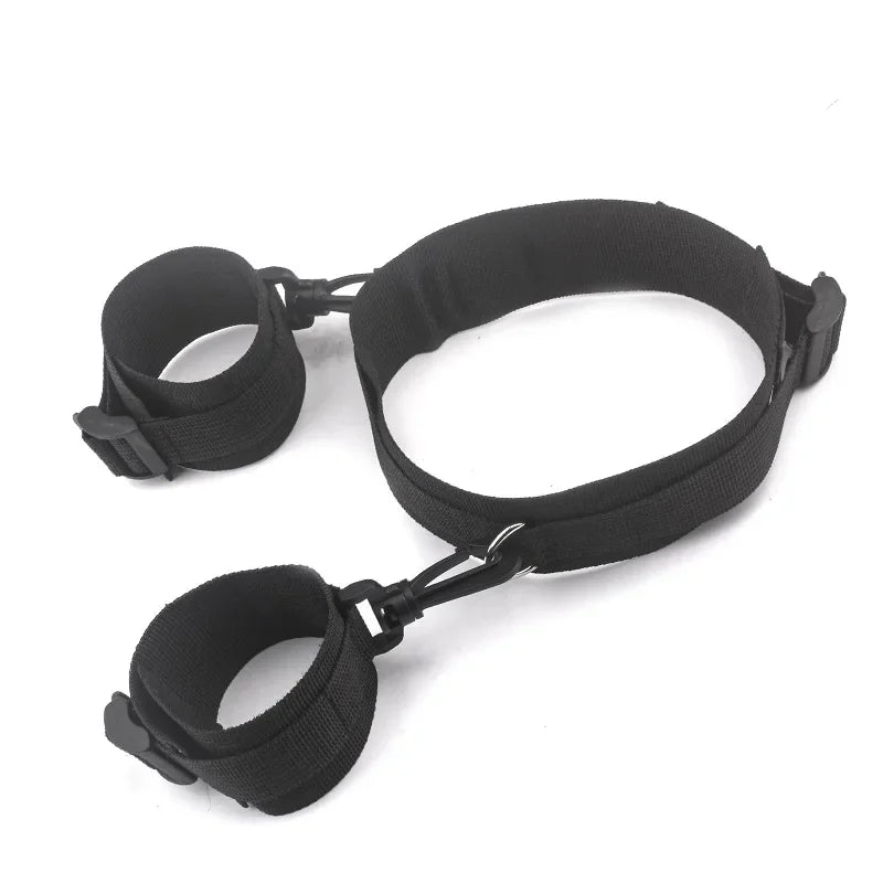 Fetish Neck Collar to Hand Restraint Wrist cuffs Slave 3 RING LEASH Harness Bondage Adult fetish Sex Game Toys for women Couples