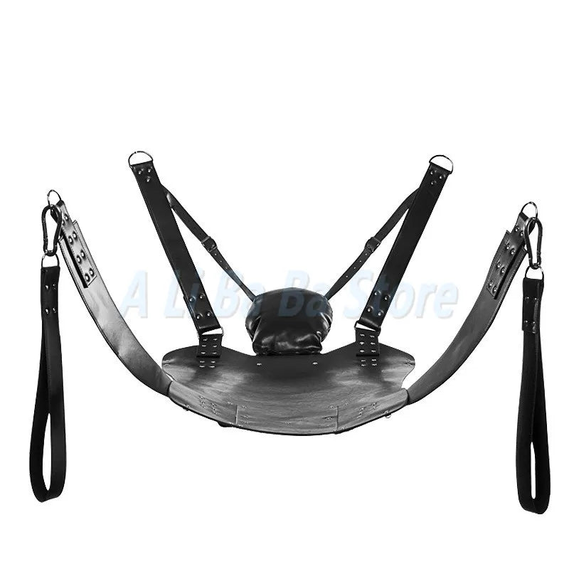 Flirt Essential Sex Furnitures Quality Leather Iron Tube Sling Leather Bed Hammock and Pillow Bondage Sex Swing Chair for Couple