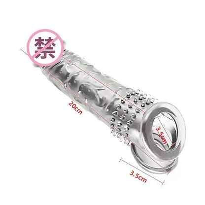 For Reusable Penis Extender Cock Rings Delay Ejaculation Penis Condoms Dick Sleeve Silicone Glans Cover Enlargement Sex Toy Men