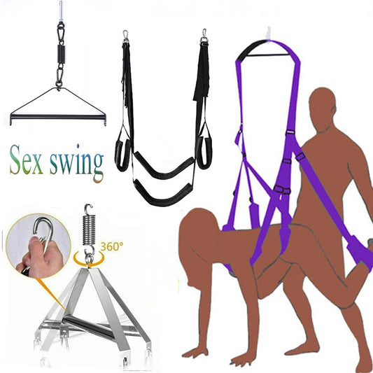 Four Pad Soft Sex Swing Sex Furniture Fetish Bondage Adult Game Seat Slave Slings Swings Adjustable Straps for Couples Sex Toys