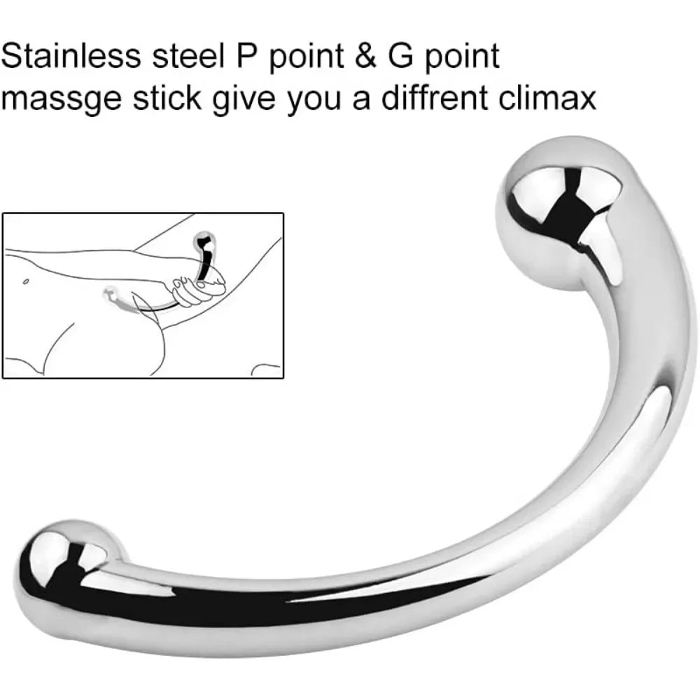 G Spot Metal Wand Anal Prostate Massage Stick Stimulate Fetish butt plug Curved Dual Ended Masturbation Sex Toy for Women Man