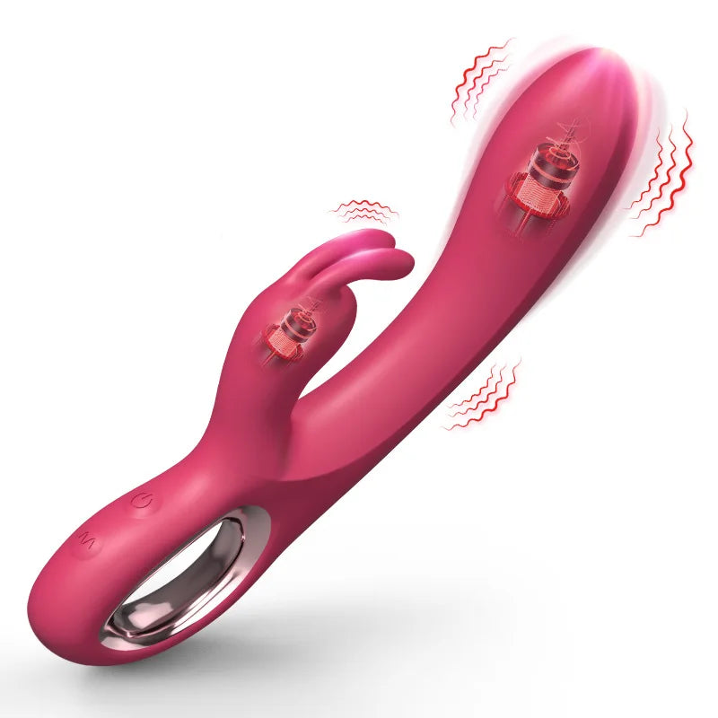 G Spot Vibrator Female Sex Toys 2 in 1 Soft Silicone Dildos with 10 Vibrations Dildo Rabbit Vibrators Adult Sex Toys for Woman