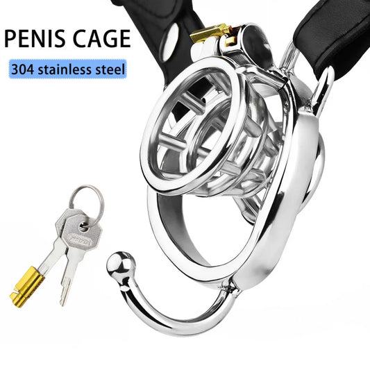 Girdle Design Metal Chastity Cage Curved Penis Ring For Men 304 Stainless Steel Cock Cage BDSM Sex Toys For Adults Sex Products