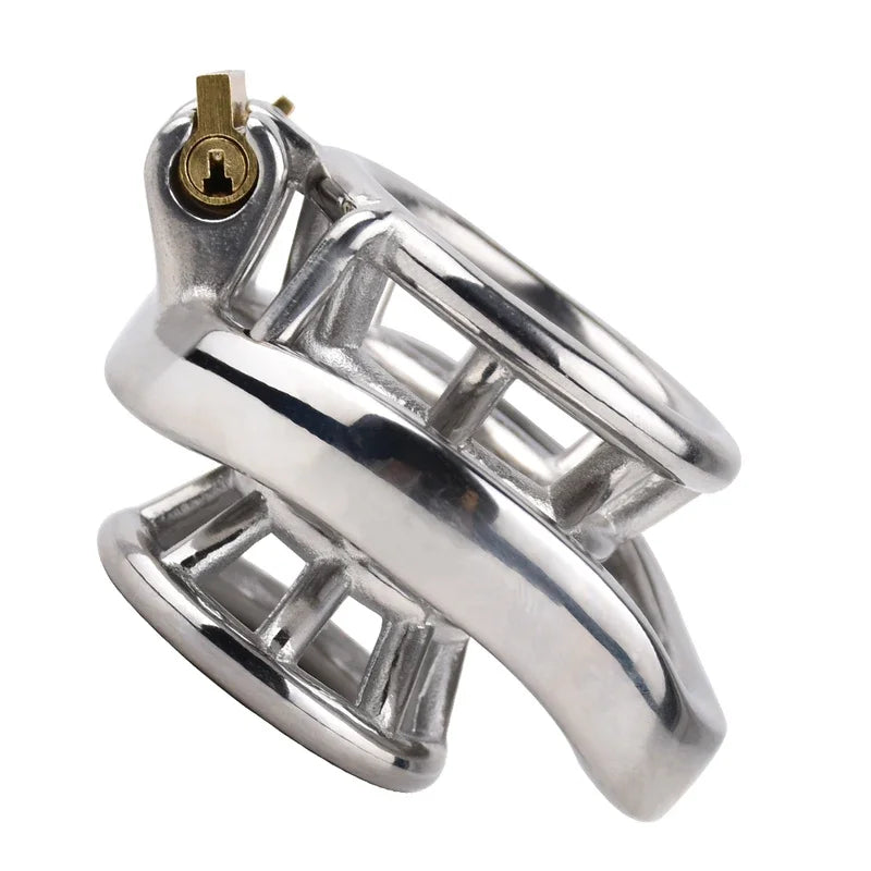 Girdle Design Metal Chastity Cage Curved Penis Ring For Men 304 Stainless Steel Cock Cage BDSM Sex Toys For Adults Sex Products