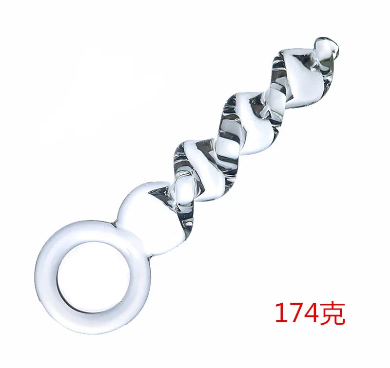 Glass Dildo G-spot Stimulation Vaginal Massage Masturbation Prostate Anal Plug Spiral Textured Anal Sex Toys for Men and Women