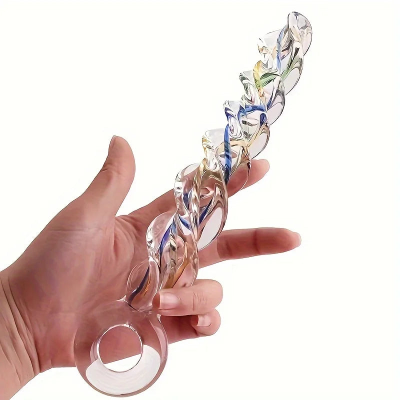 Glass Dildo G-spot Stimulation Vaginal Massage Masturbation Prostate Anal Plug Spiral Textured Anal Sex Toys for Men and Women