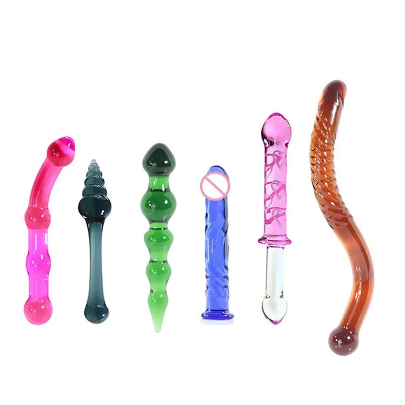 Glass Dildo Realistic Smooth Glass Anal Plug Anal Dildo Buttplug Dilatador Anal Beads Butt Plug Sex Adult Toys For Women Men Gay