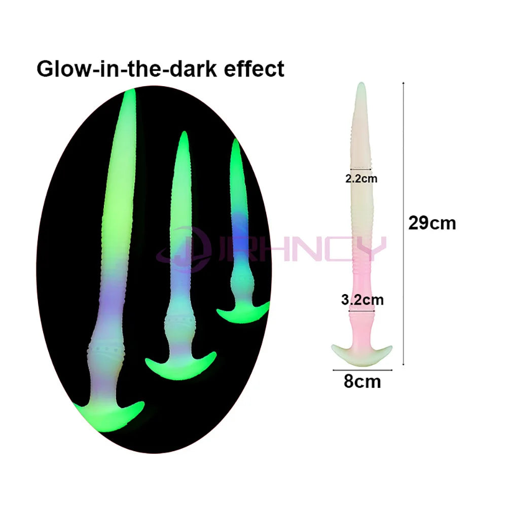 Glow In The Dark Anal Plug Long Silicone Butt Plug Tail BDSM Sex Party Games Huge Anal Toys Prostate Massage Gay Sex Toys