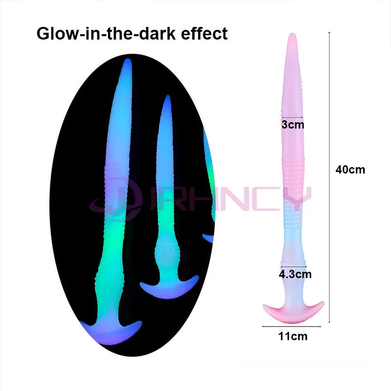 Glow In The Dark Anal Plug Long Silicone Butt Plug Tail BDSM Sex Party Games Huge Anal Toys Prostate Massage Gay Sex Toys