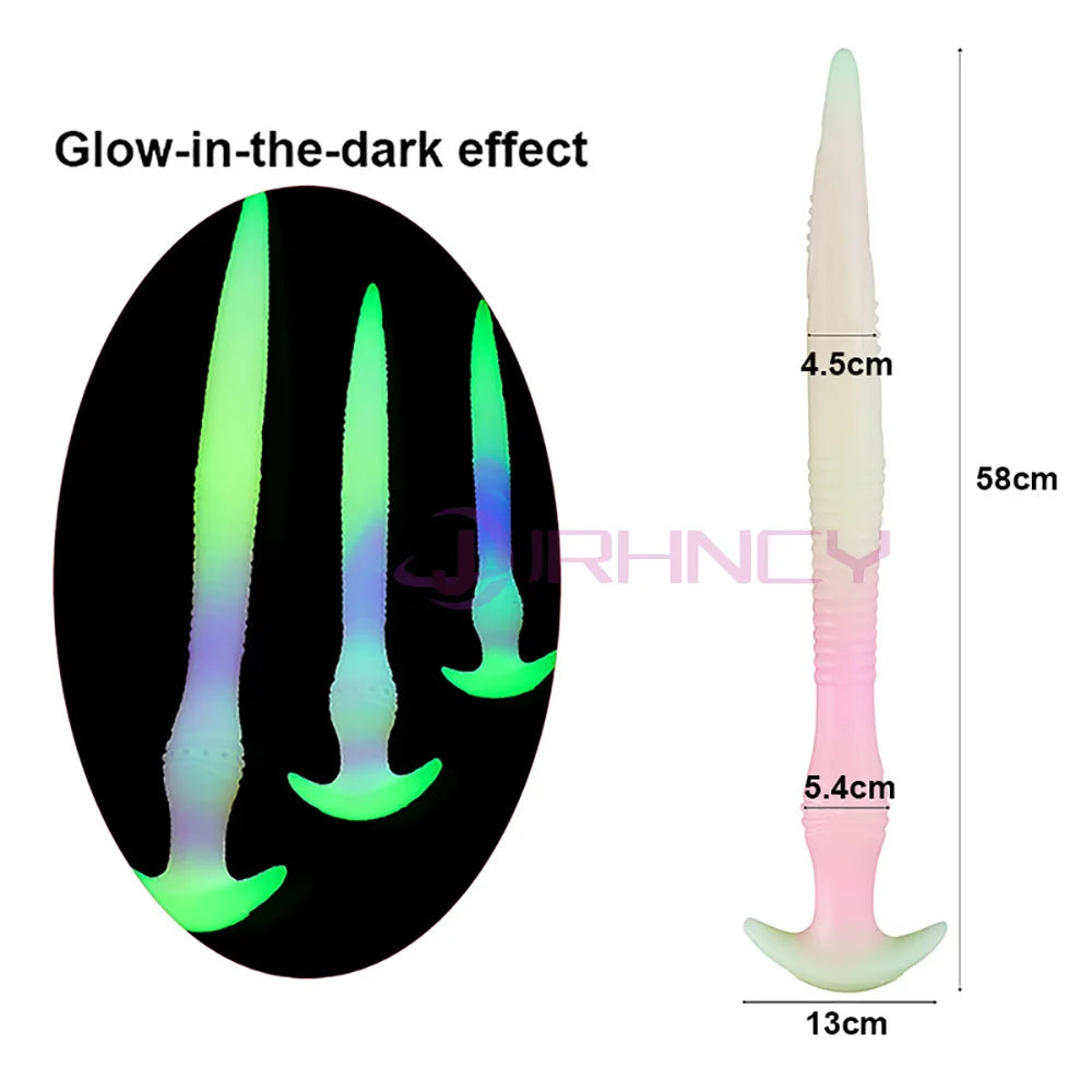 Glow In The Dark Anal Plug Long Silicone Butt Plug Tail BDSM Sex Party Games Huge Anal Toys Prostate Massage Gay Sex Toys