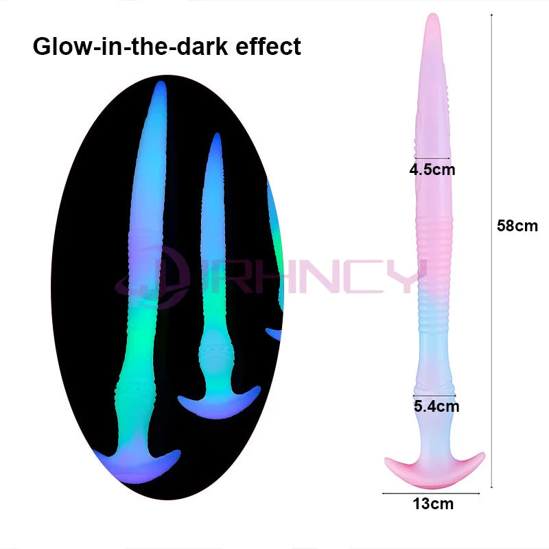 Glow In The Dark Anal Plug Long Silicone Butt Plug Tail BDSM Sex Party Games Huge Anal Toys Prostate Massage Gay Sex Toys