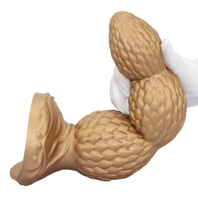 Gold Silicone Anal Plug Big Butt Plug Anal Beads Large Analplug Sex Products Anus Dilator Dildo With Sucker Dick Masturbation