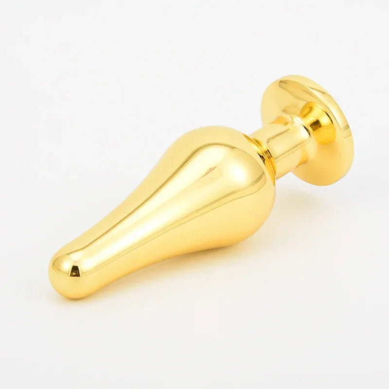 Golden Stainless Steel Anal Plug Crystal Metal Butt Plug Stimulator Anal Sex Toys for Couples Prostate Massager Dildo 3 Size